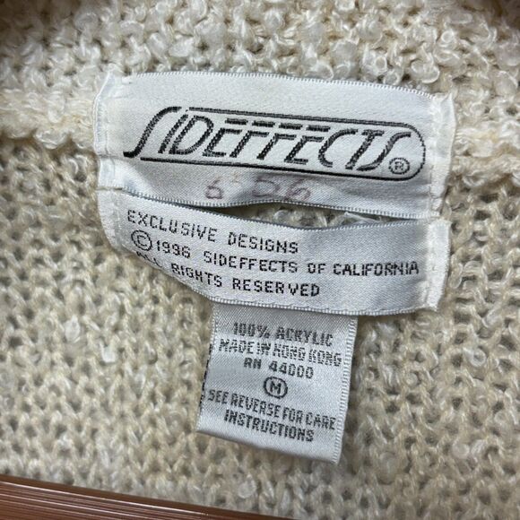 Vintage Sideffects Open Front Cardigan Sweater Size Medium Acrylic C064 -17 - Picture 8 of 14